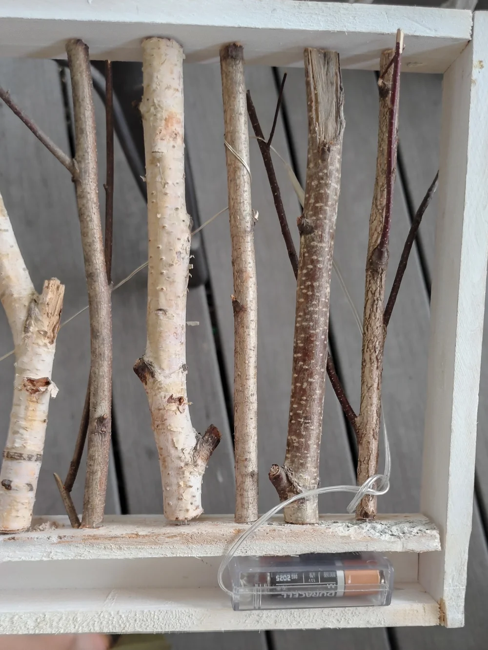 Rustic White Birch Branch Wall Hanging With Fairy Lights